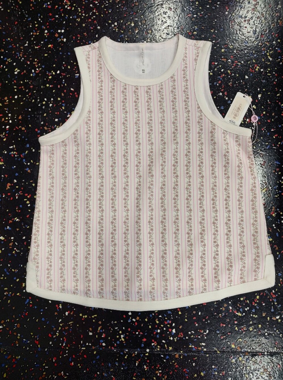 Simply Southern Pink and White Floral Stripe Sleeveless Tank